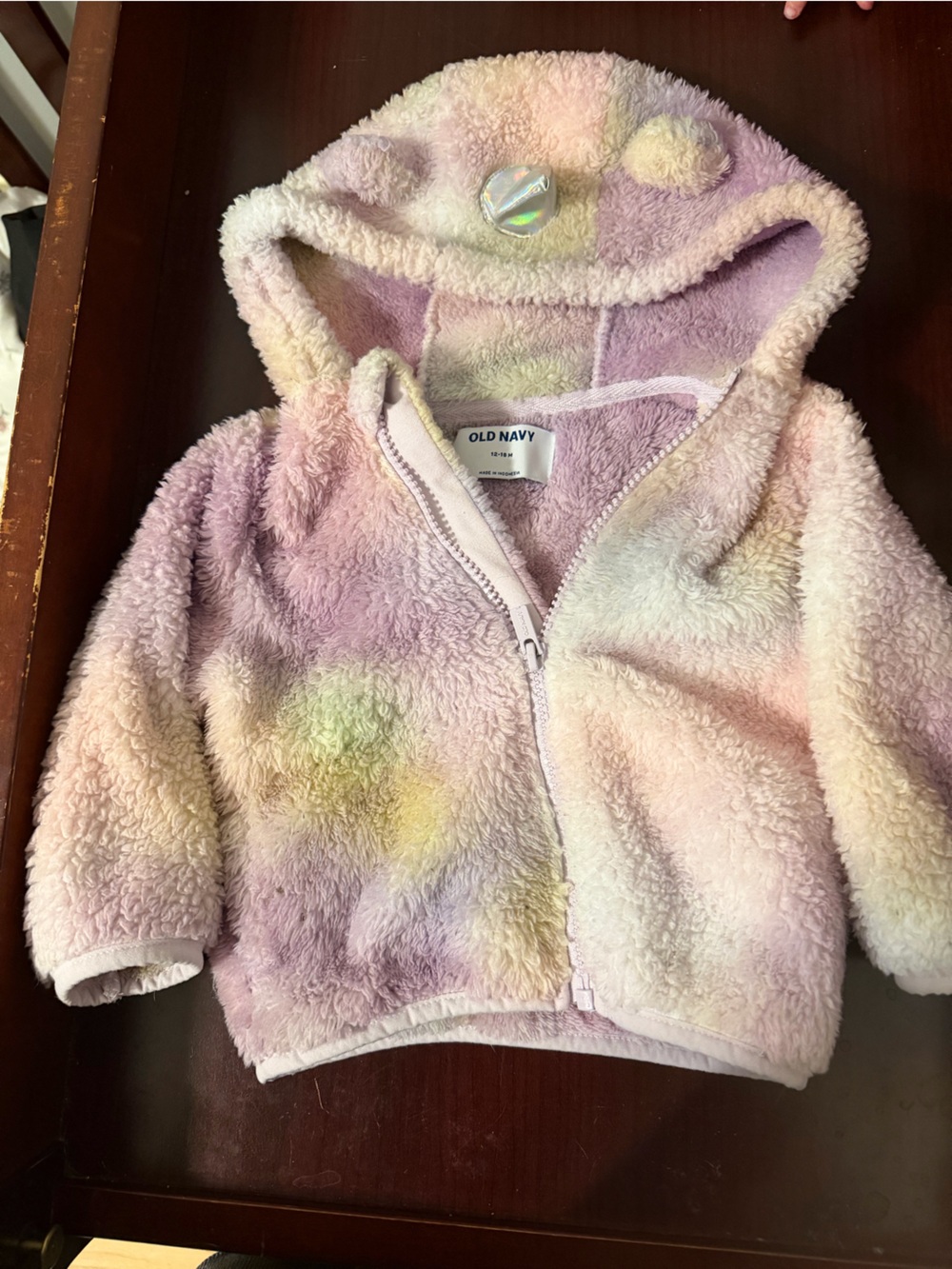 Old Navy Plush Pastel Hooded Zip Jacket - Lavender, Yellow, Green